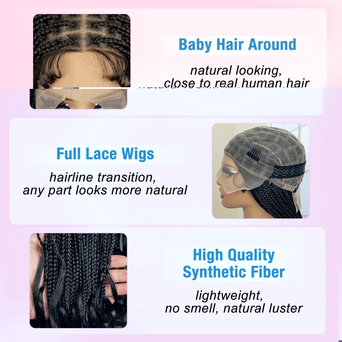 Full Lace Knotless Box Braided Wigs with Curly Ends 36 Inches Braids Wig