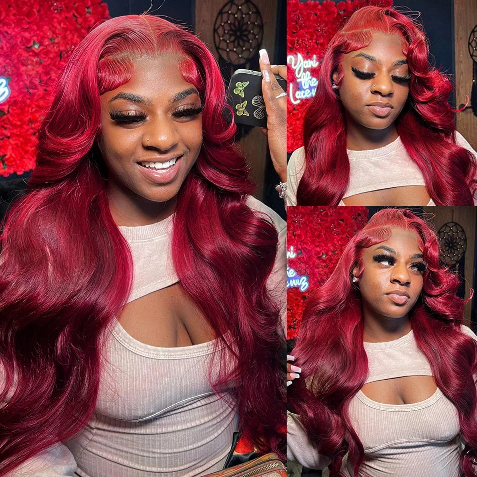 99J Burgundy Body Wave Wig 13x4 Lace Front Wig 13x6 Hd Lace Frontal Wig Human Hair Pre Plucked For Woman