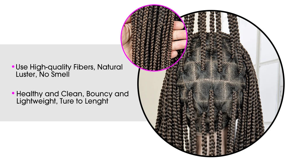 Synthetic Knotless Braided with Baby Hair Lace Frontal