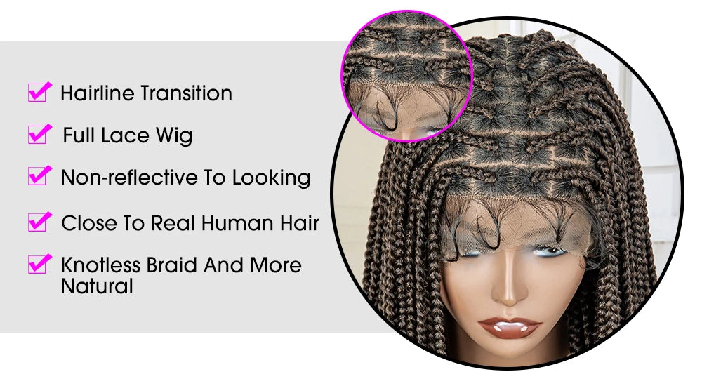 Synthetic Knotless Braided with Baby Hair Lace Frontal
