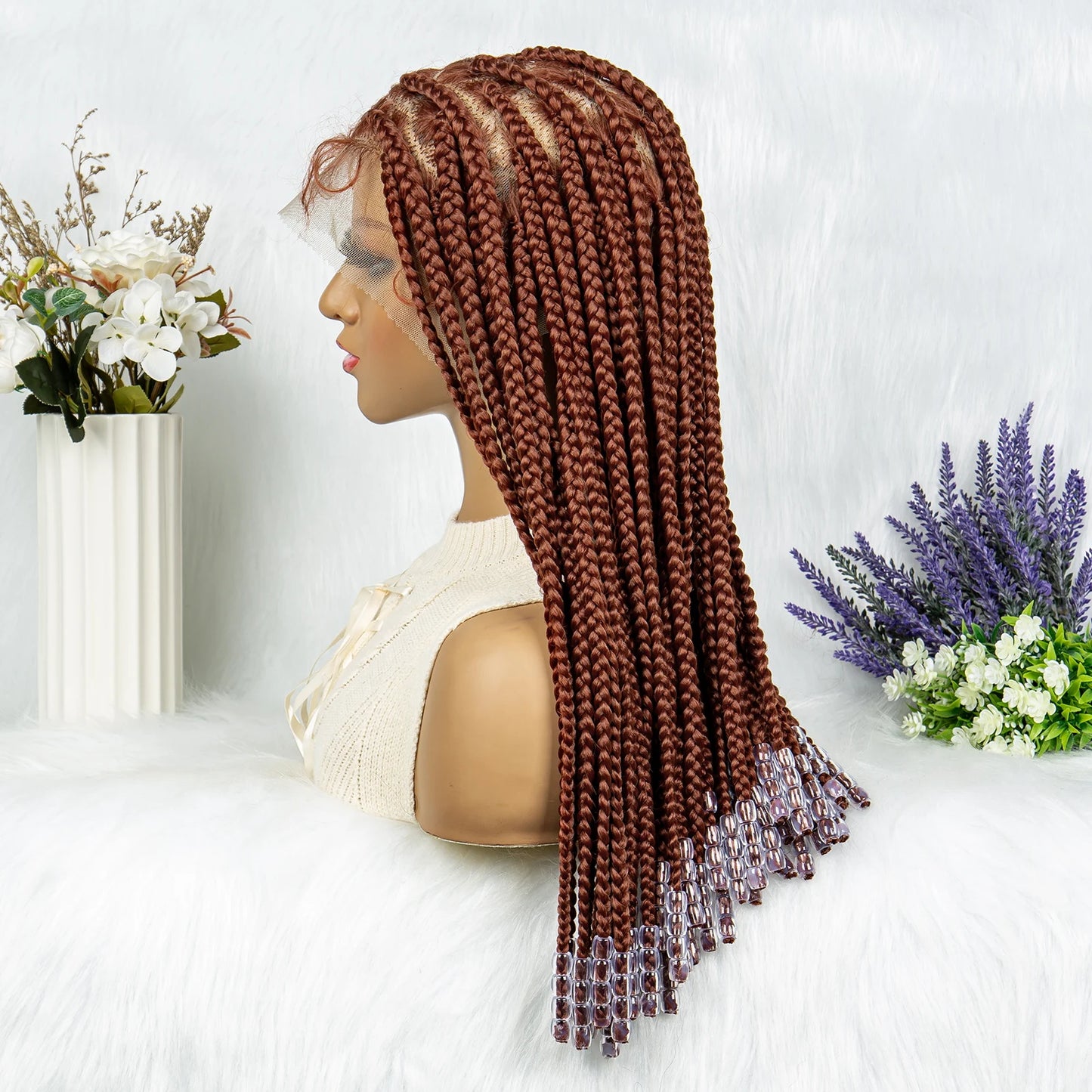 Lace Braided Crochet Knotless Box Cornrow With Beads