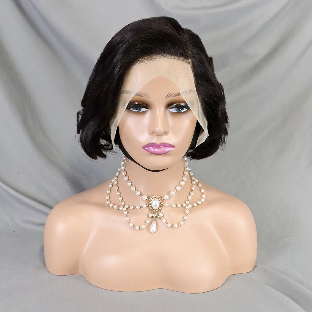 Pixie Cut Wig Short Bob Human Hair Transparent Lace Human Hair