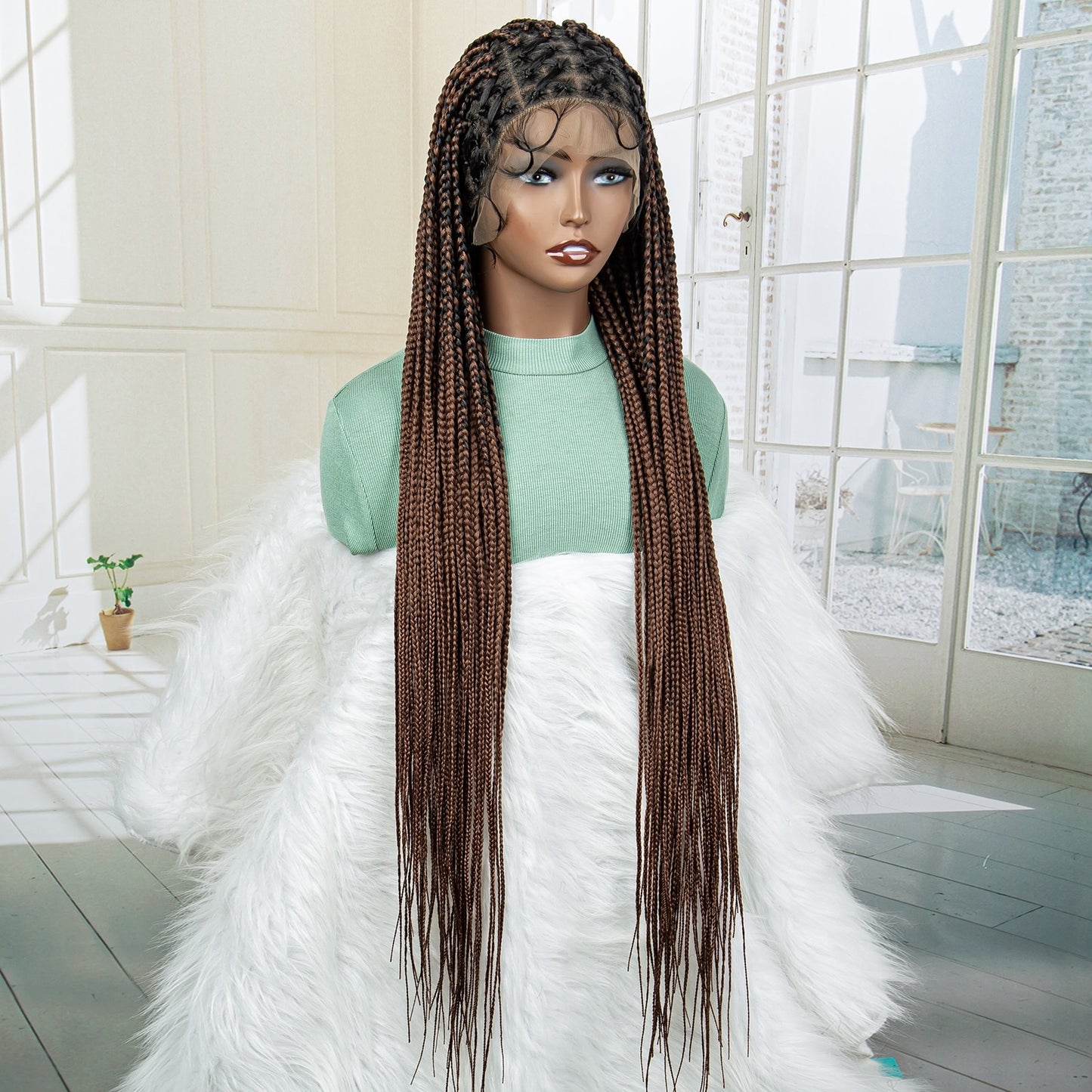 Knotless Cornrow Lace Box Braided Full Lace Synthetic Wigs - Supreme Lush Hair
