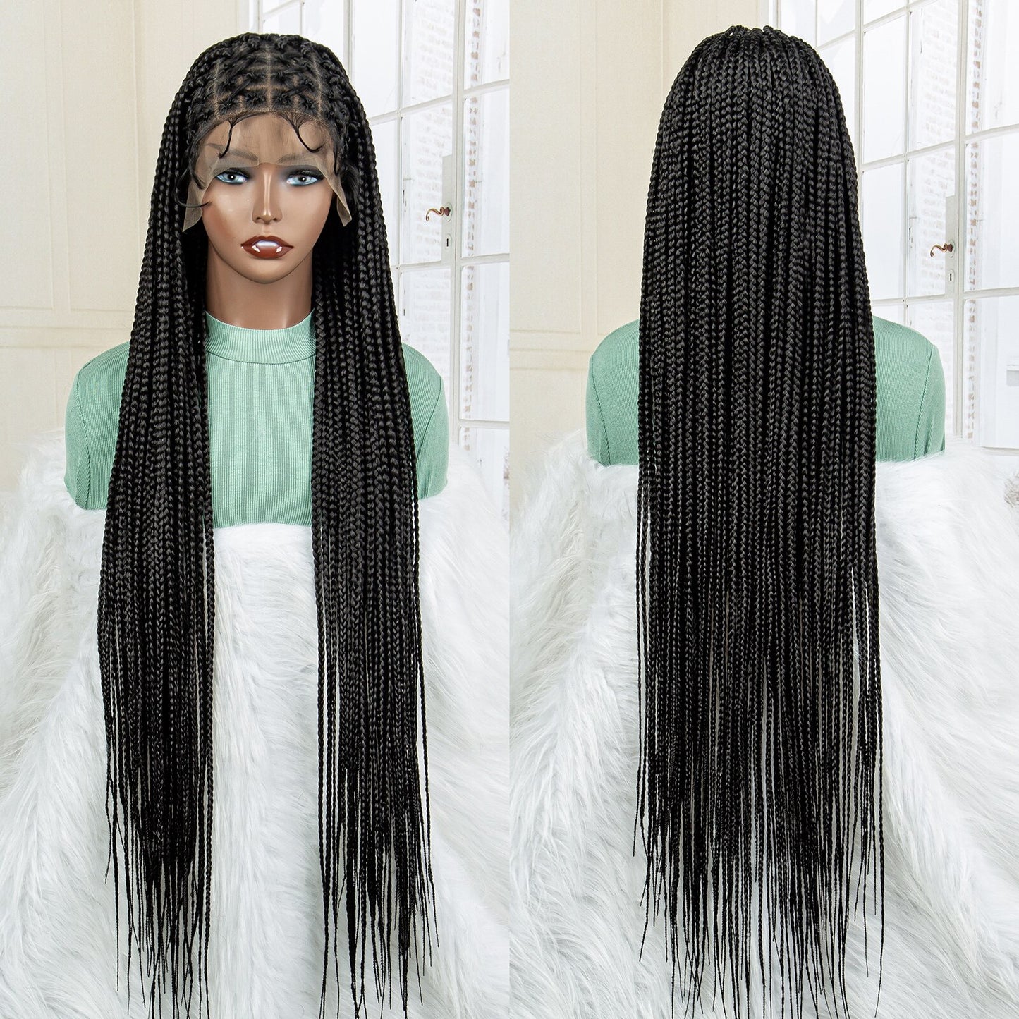 Knotless Cornrow Lace Box Braided Full Lace Synthetic Wigs - Supreme Lush Hair