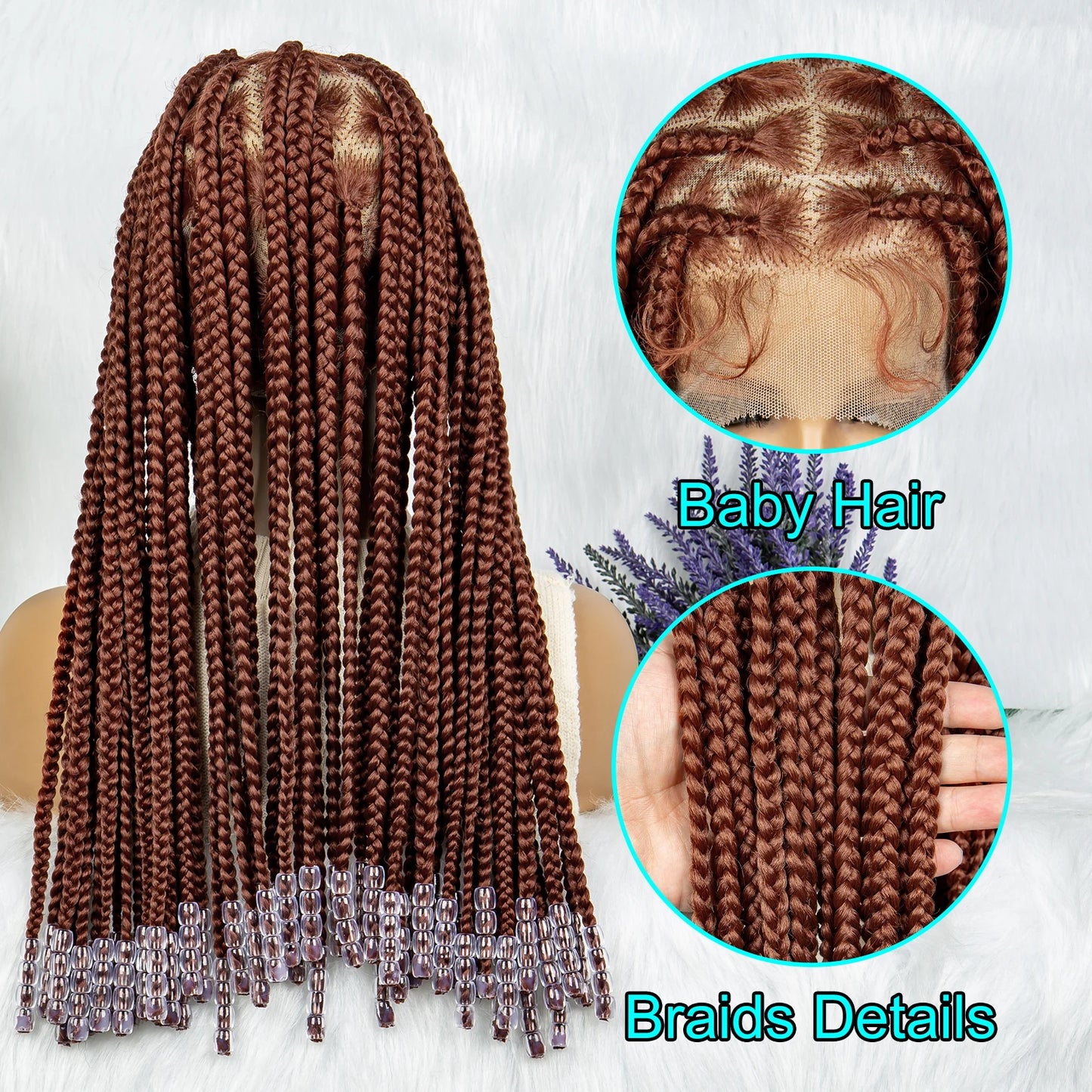 Lace Braided Crochet Knotless Box Cornrow With Beads