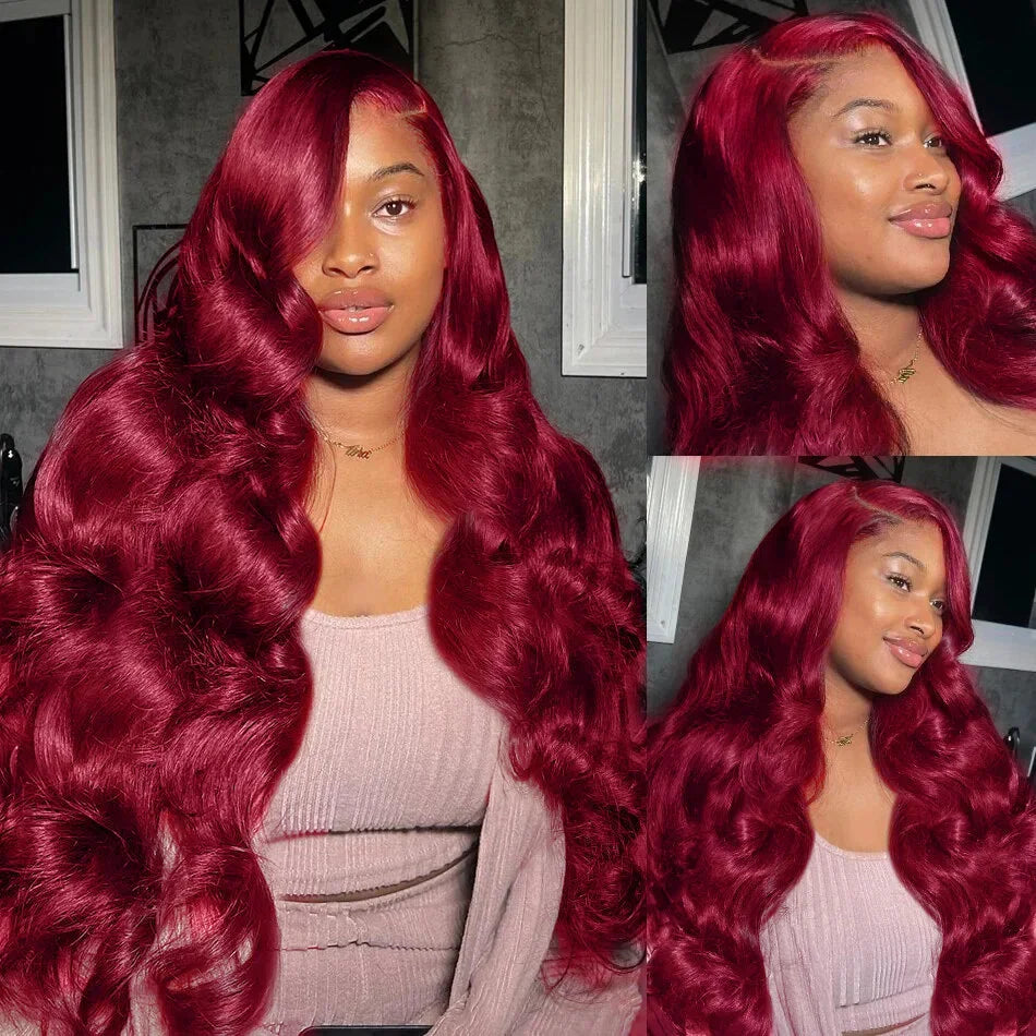 99J Burgundy Body Wave Wig 13x4 Lace Front Wig 13x6 Hd Lace Frontal Wig Human Hair Pre Plucked For Woman