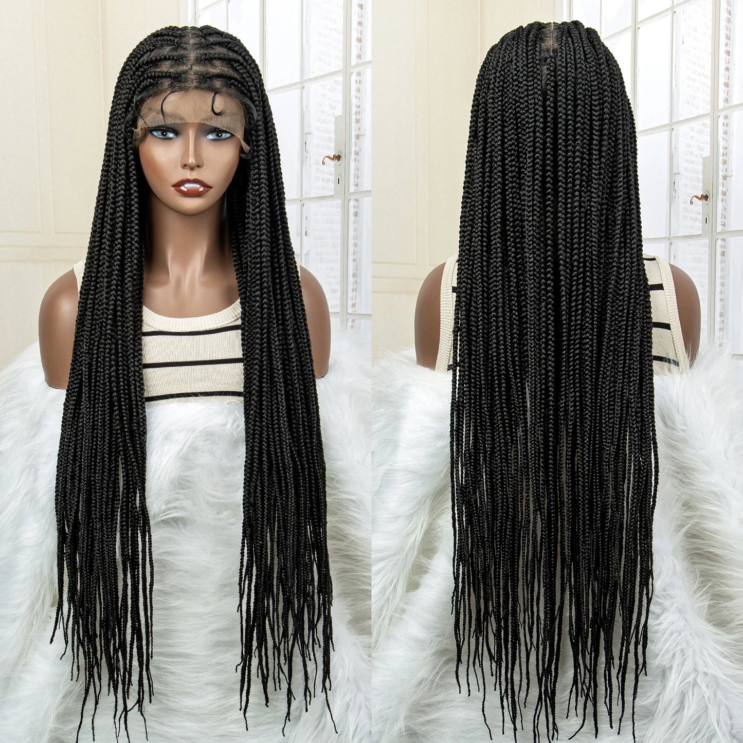 Synthetic Knotless Braided with Baby Hair Lace Frontal