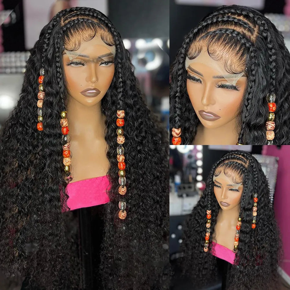 Kinky Curly Pre plucked 180%Density Glueless Deep Lace Front Wig