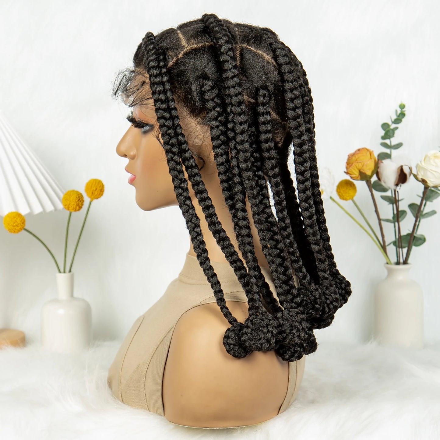 Full Lace Knotless Chunky Bantu Box Braided Wigs