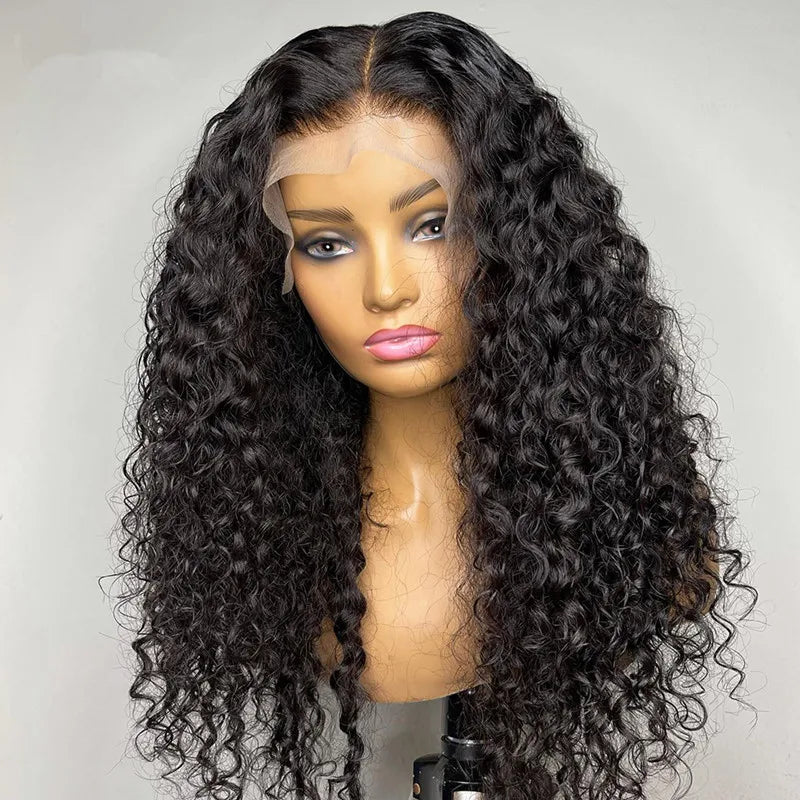 Kinky Curly Pre plucked 180%Density Glueless Deep Lace Front Wig