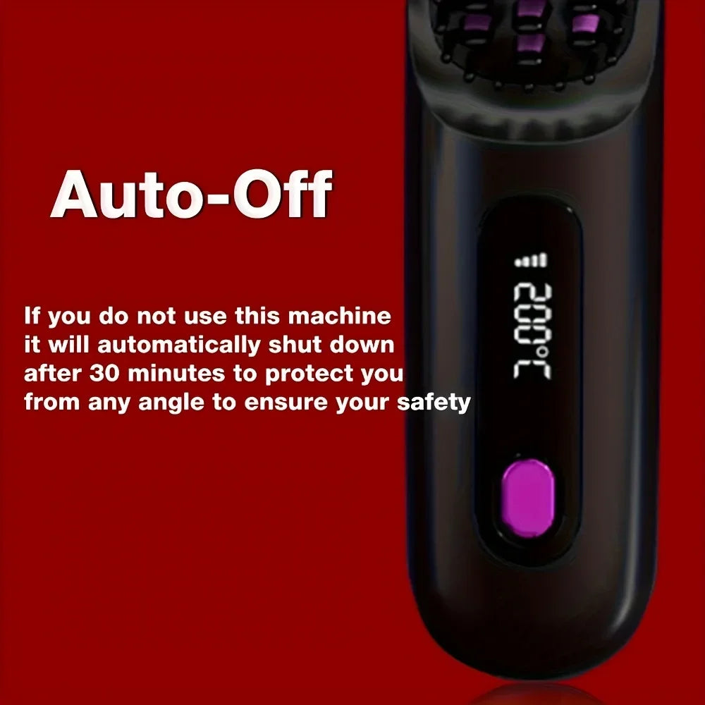 Wireless Hair Straightener Brush Ceramic Heating