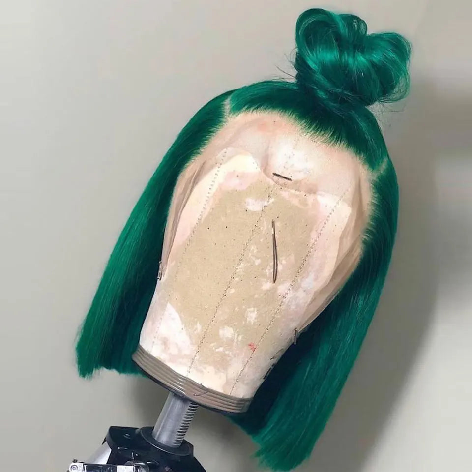 Coloured Short Bob Lace Front Human Hair Wigs Pre Plucked Brazilian Straight Bob Wig