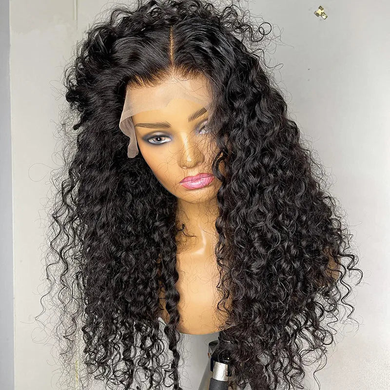 Kinky Curly Pre plucked 180%Density Glueless Deep Lace Front Wig