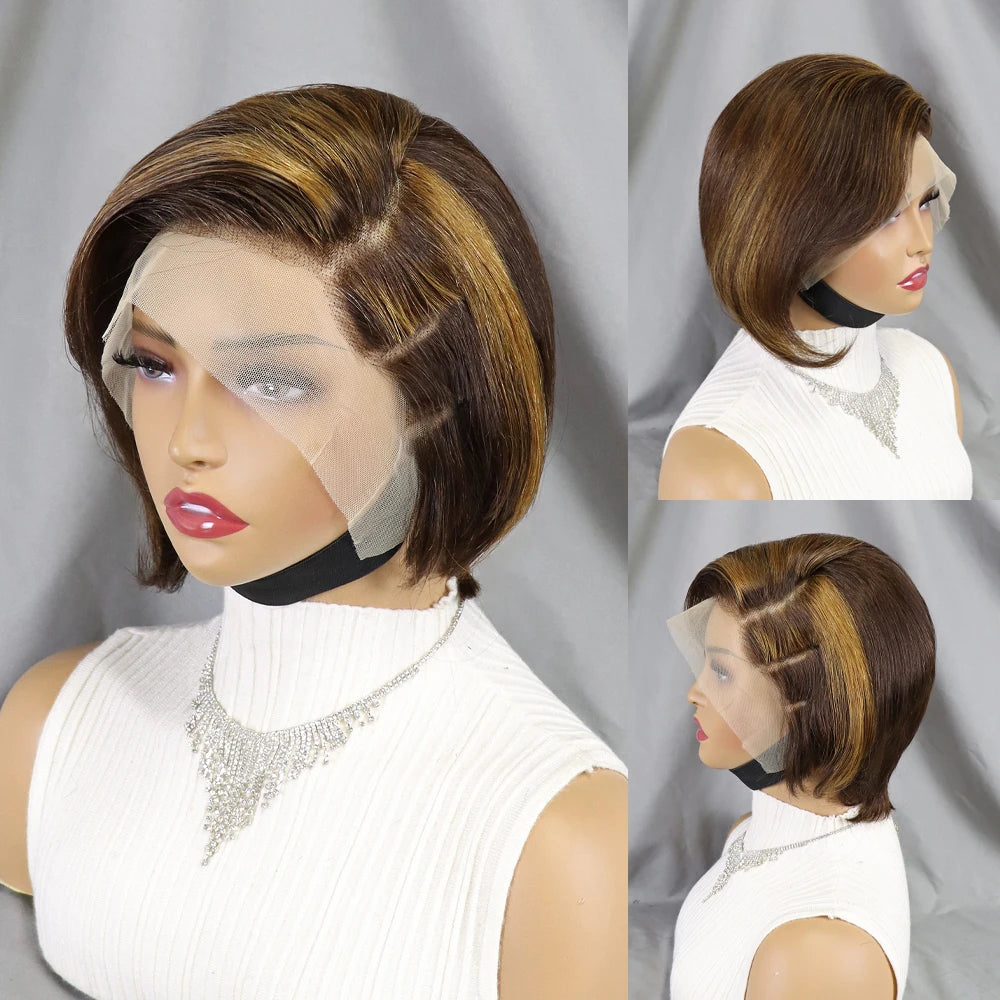 Pixie Curly 100% Human Hair Wig 13x4 Short Bob