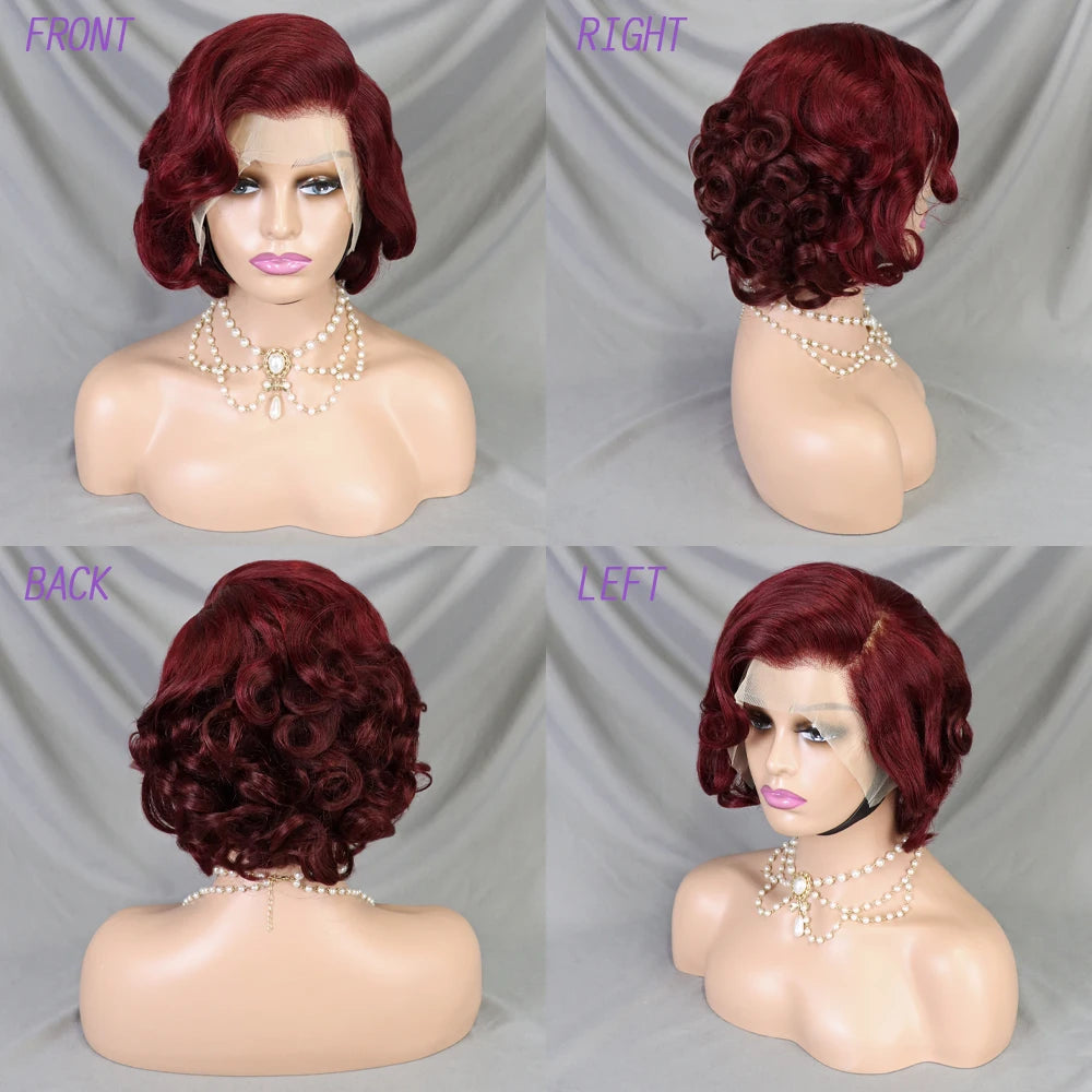 Pixie Cut Wig Short Bob Human Hair Transparent Lace Human Hair