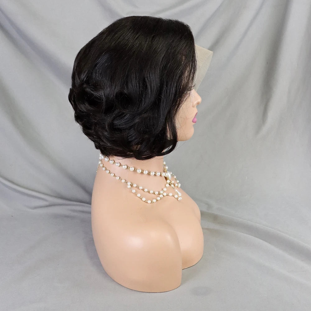 Pixie Cut Wig Short Bob Human Hair Transparent Lace Human Hair