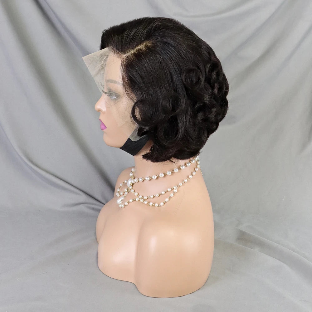 Pixie Cut Wig Short Bob Human Hair Transparent Lace Human Hair