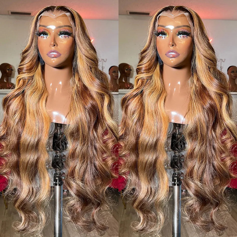 Highlight Human Hair 13x4 Lace Frontal Wig Honey Blonde Body Wave Lace Front - Supreme Lush Hair