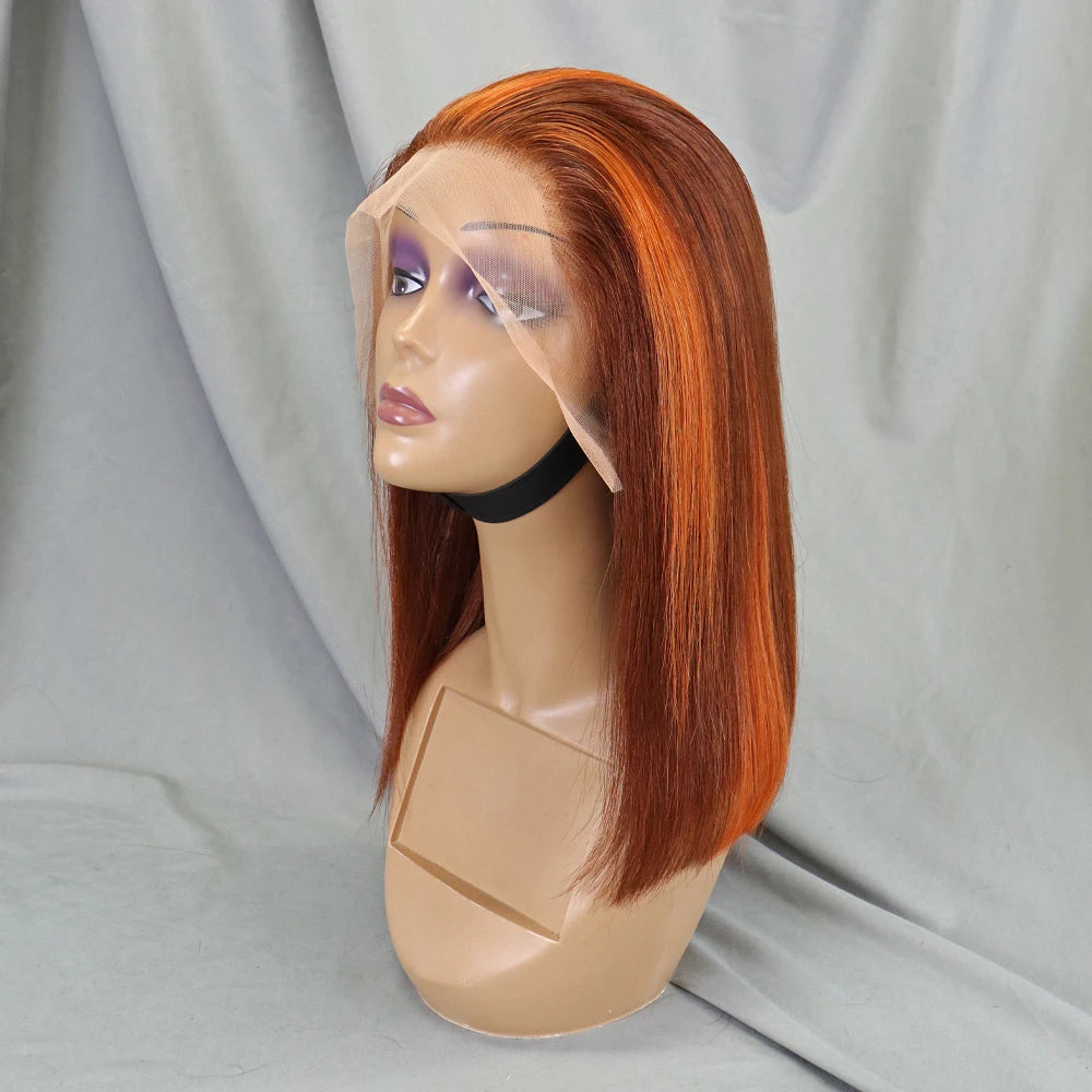 Bone Straight Lace Frontal Pre Plucked Brazilian Short Bob Remy Wig