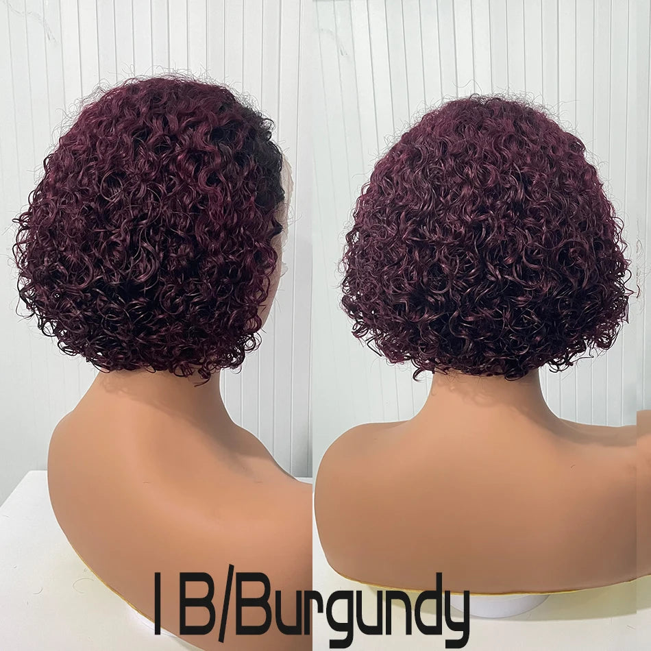 Short Curly Lace Front Wigs 13X4 Pixie Cut Bob