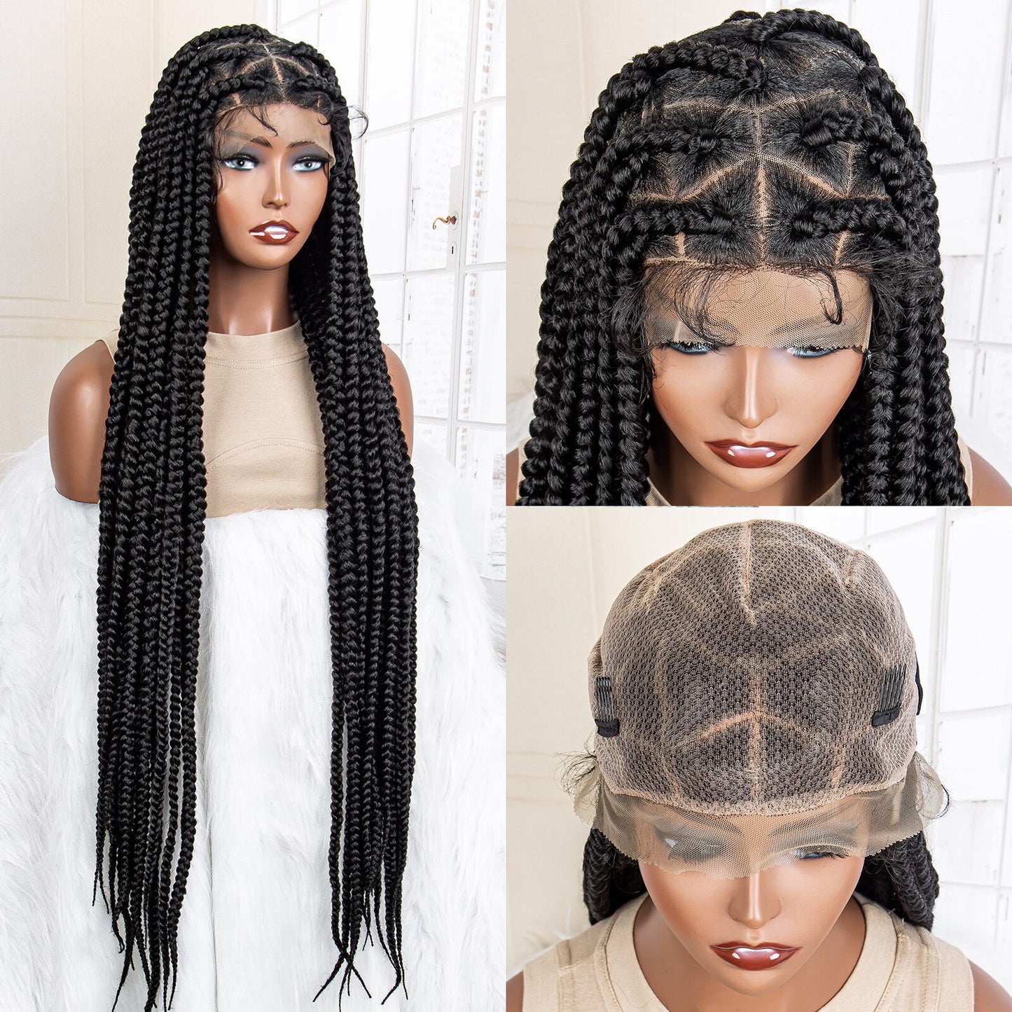 Synthetic Big Knotless Full Lace Braided Wigs - Supreme Lush Hair