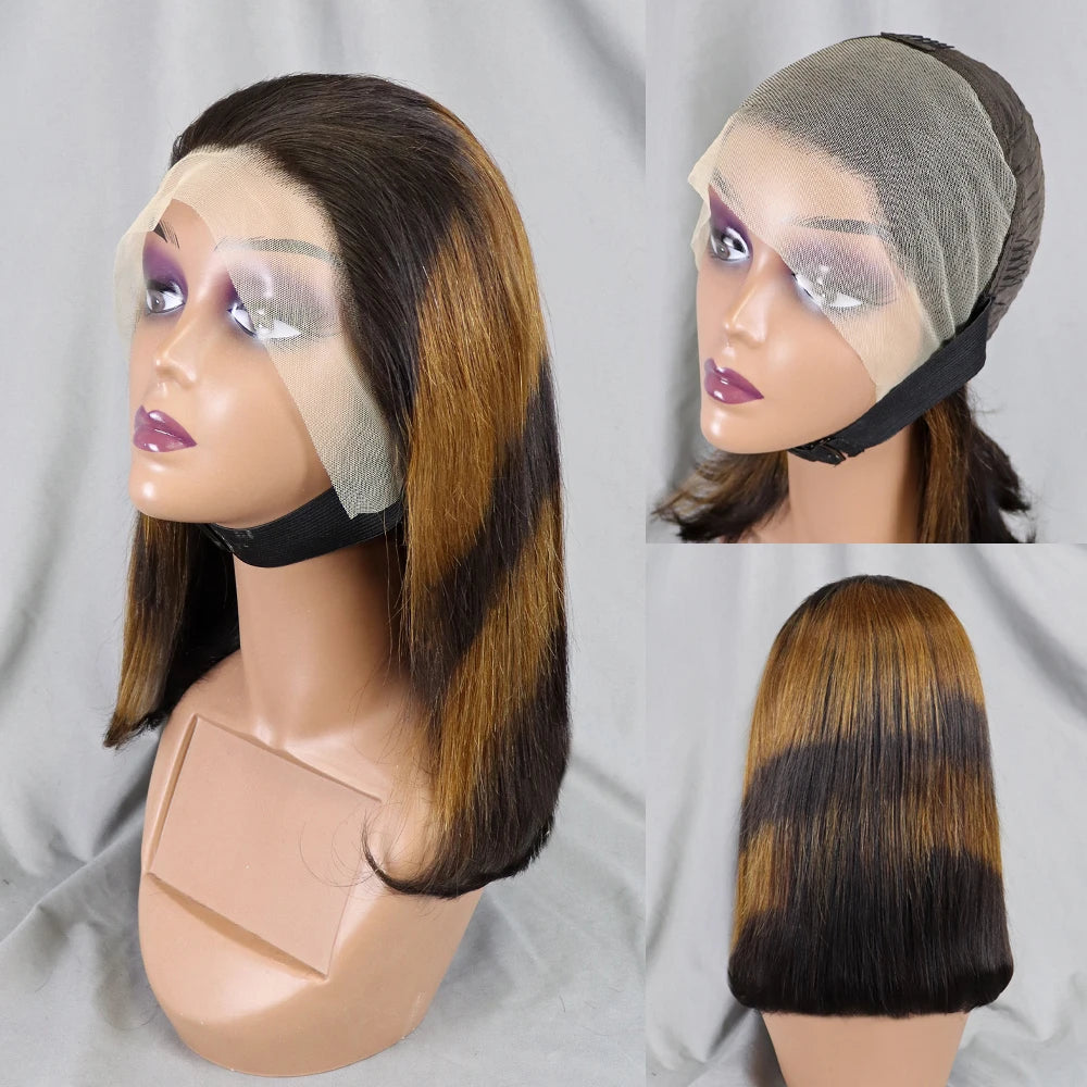 Bone Straight Lace Frontal Pre Plucked Brazilian Short Bob Remy Wig