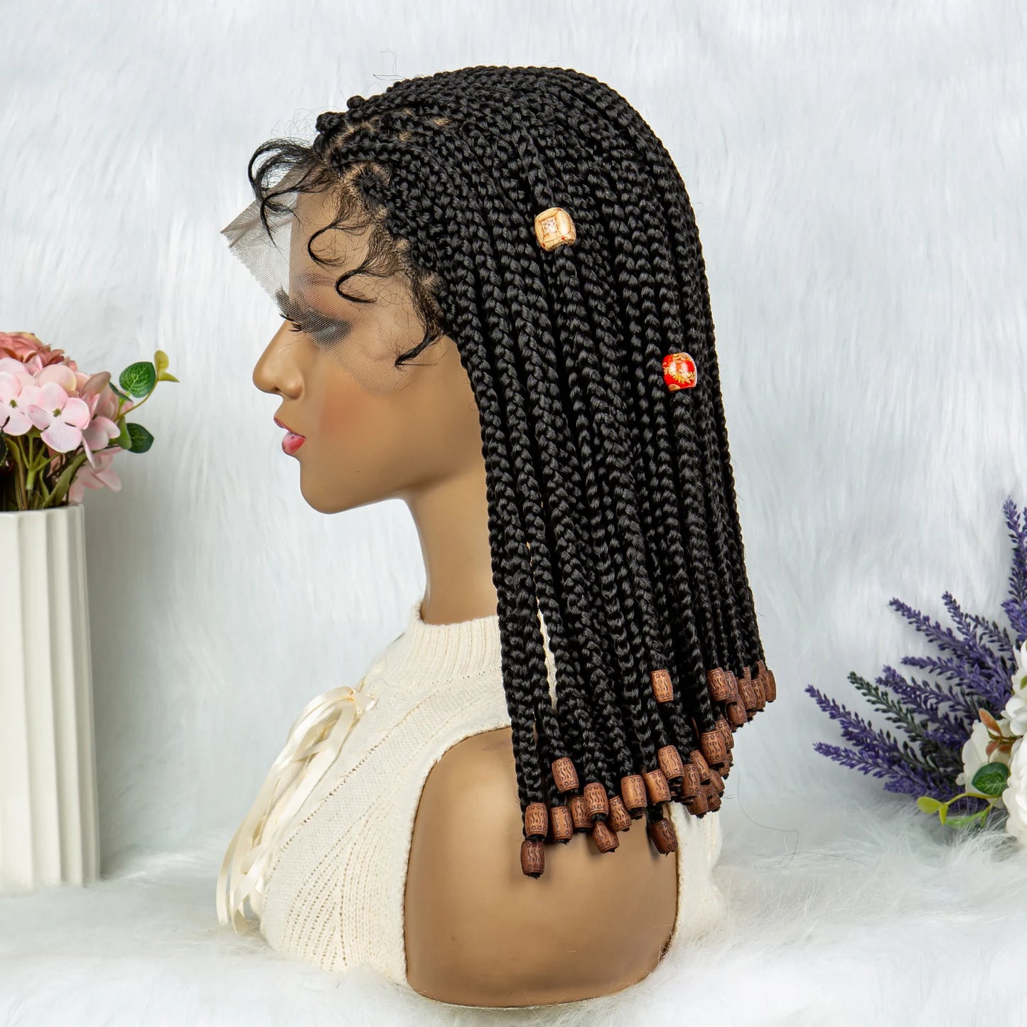 Lace Front Braided Synthetic Braids With Beads 14 inches