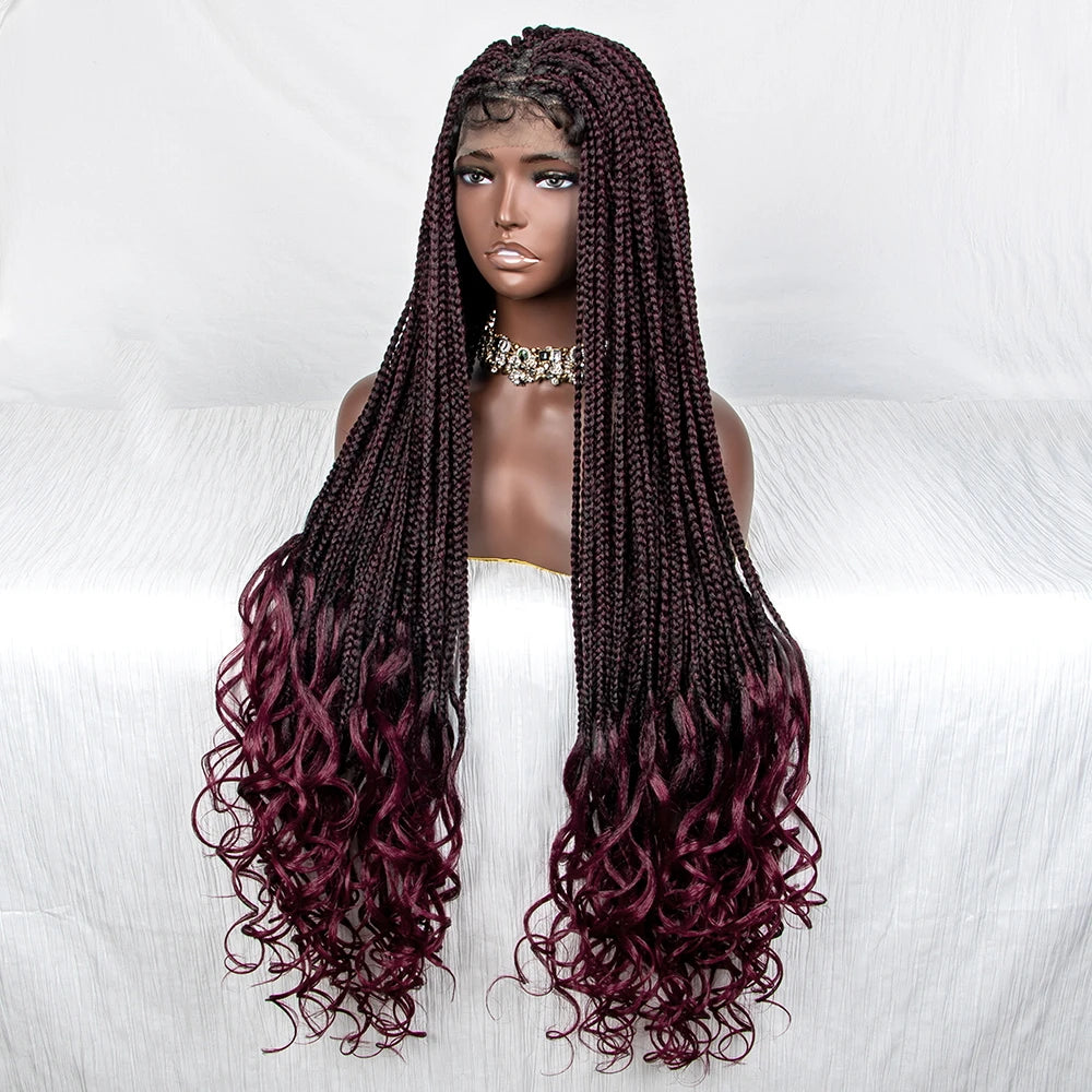 Water Wave Braided Synthetic Lace Front Wig with Baby Hair - Supreme Lush Hair