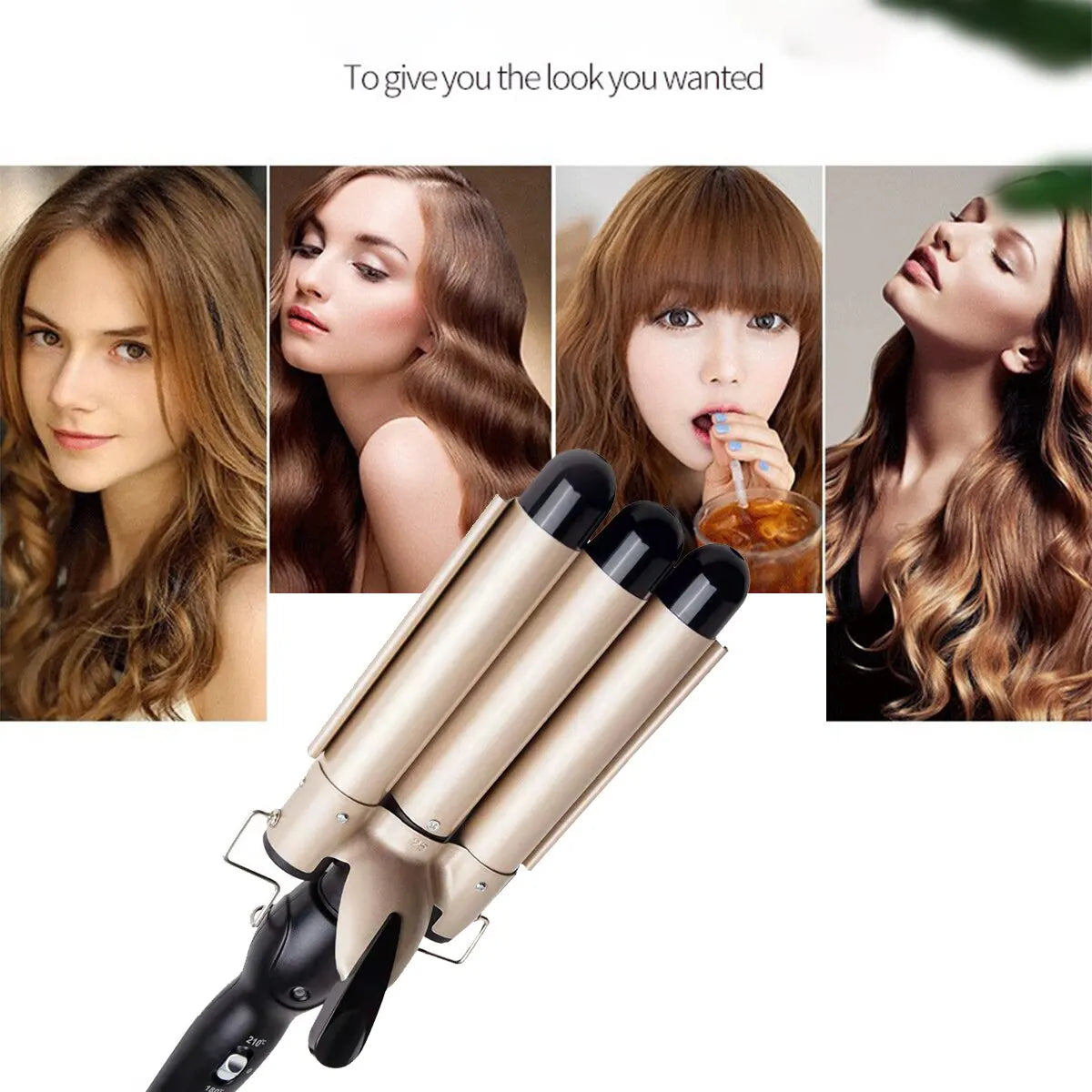 Professional Ceramic Three Tube Curler Portable Beach Wave Water Ripple Shaped Curler Portable Lazy Curler DIY Hairstyle Tool