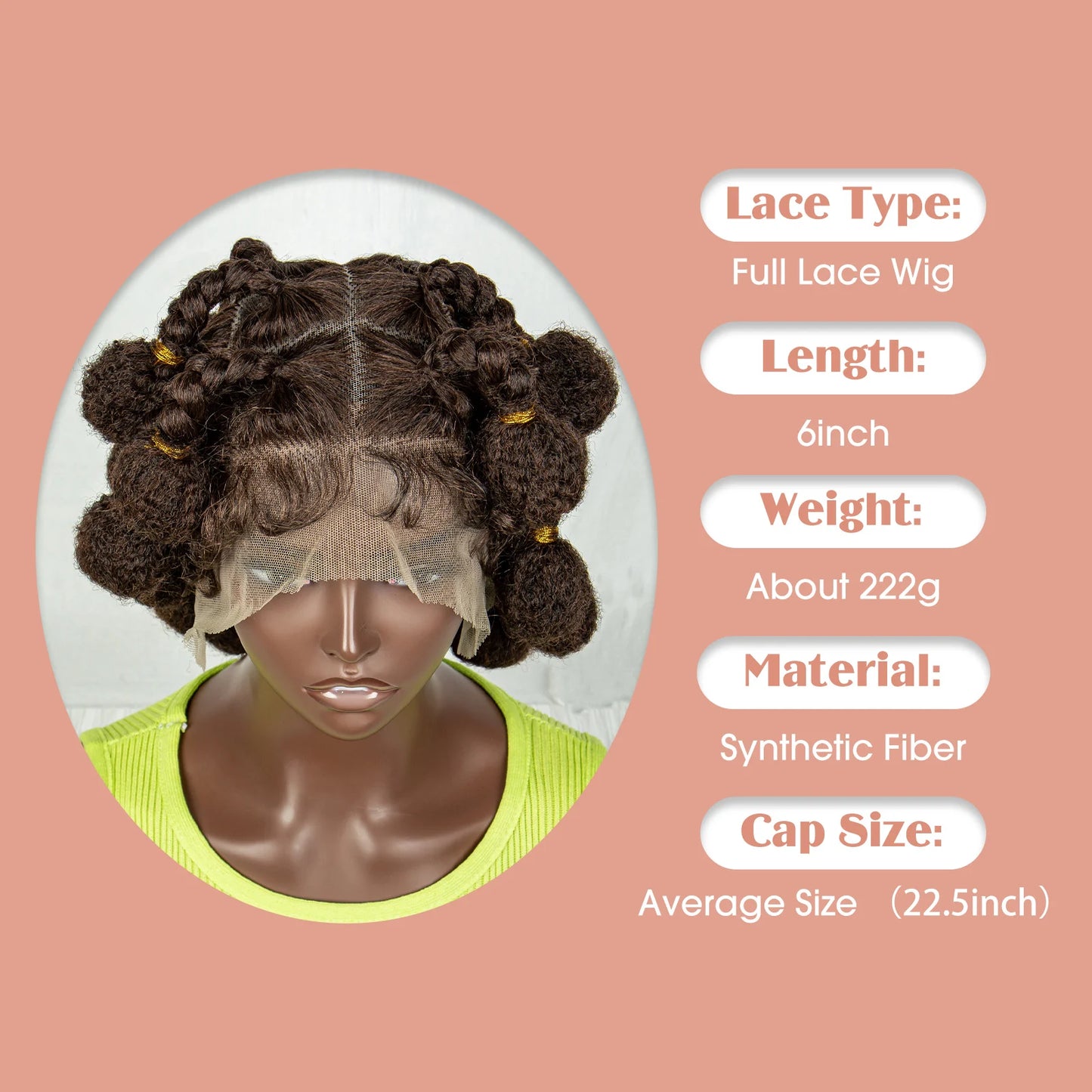 Short Bantu Braided Knotless Box Braided Synthetic Full Lace