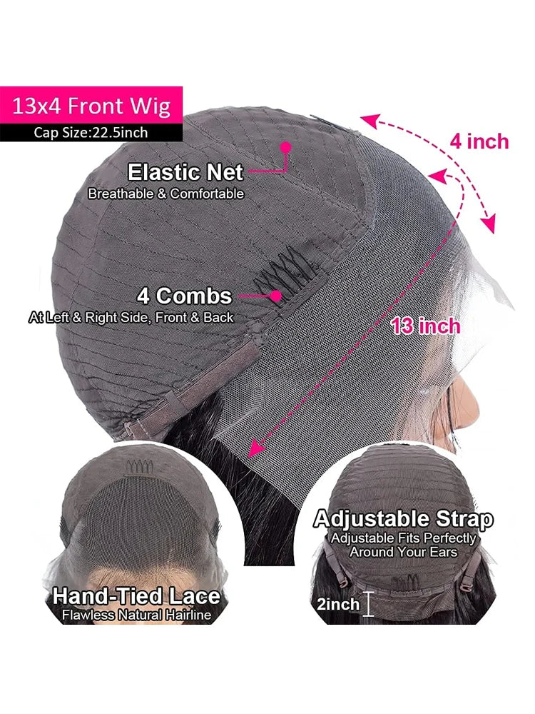 Transparent 250 Density Water Culry Hd Lace Frontal Wig Human Hair 40 42 Inch Deep Wave 13x4 Lace Front Wigs For Black Women