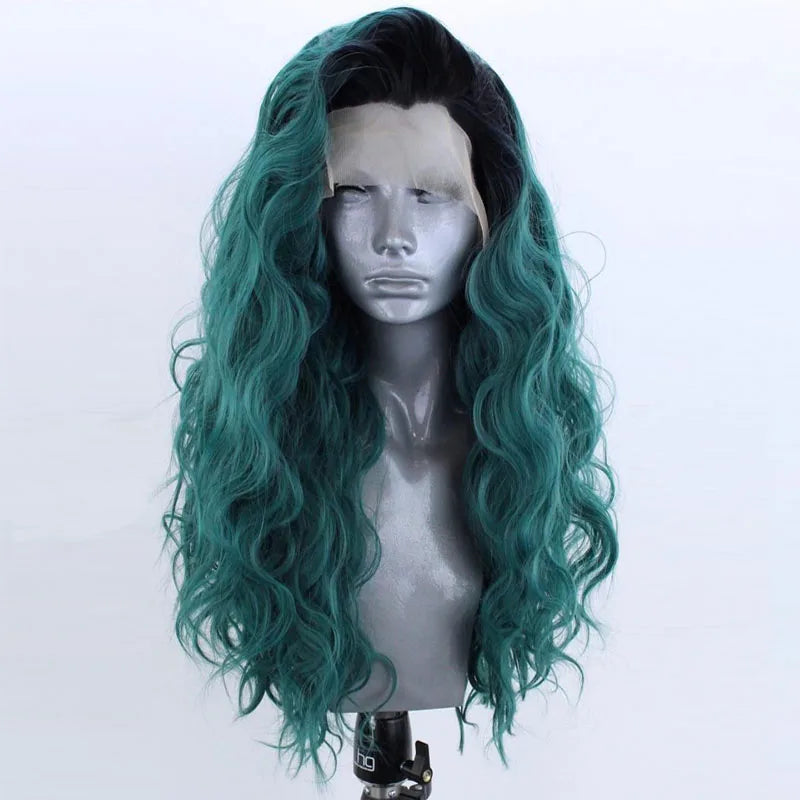 Green Synthetic Lace Front Natural Wave Wigs f - Supreme Lush Hair