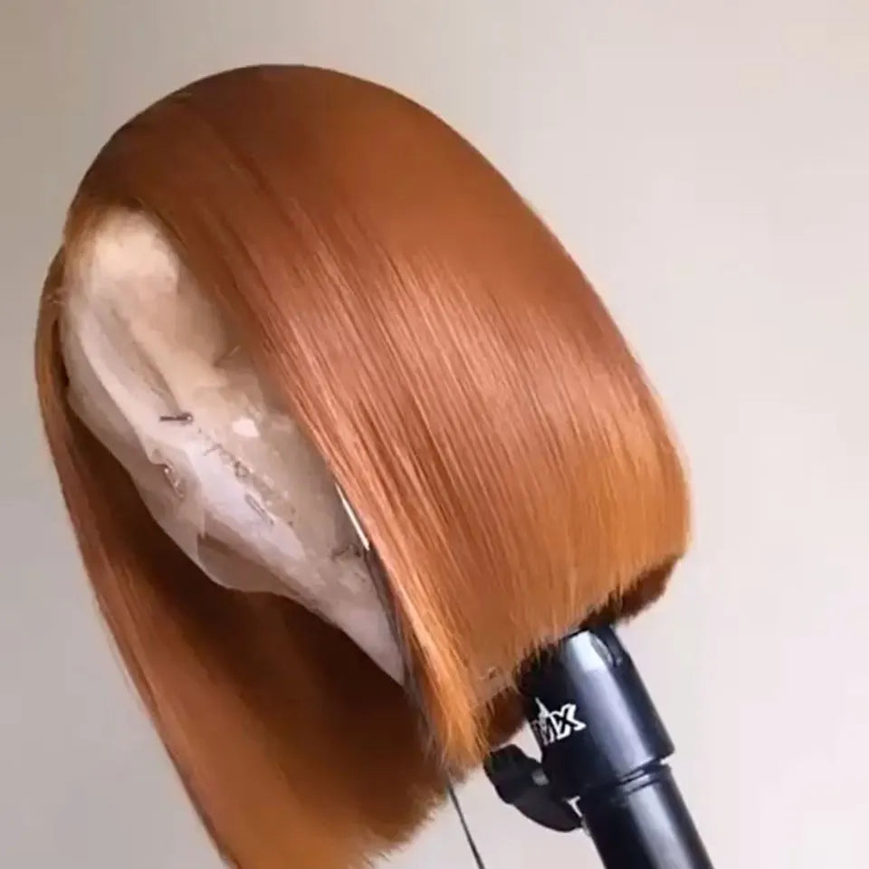 Coloured Short Bob Lace Front Human Hair Wigs Pre Plucked Brazilian Straight Bob Wig