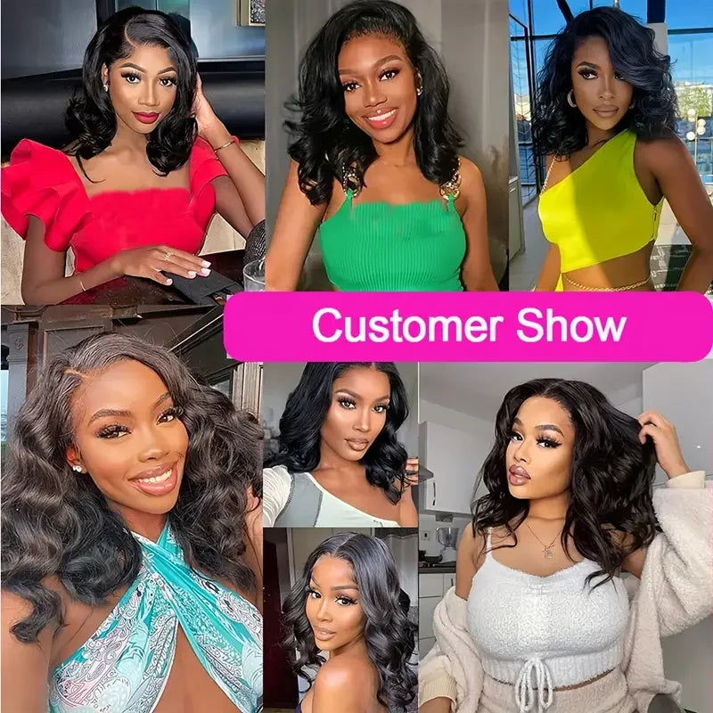 Pelucas De Cabello 100% Humano Body Wave Short Bob Wig HD Transparent Lace Front Human Hair Wigs Loose Wave Closure Glueless Wig