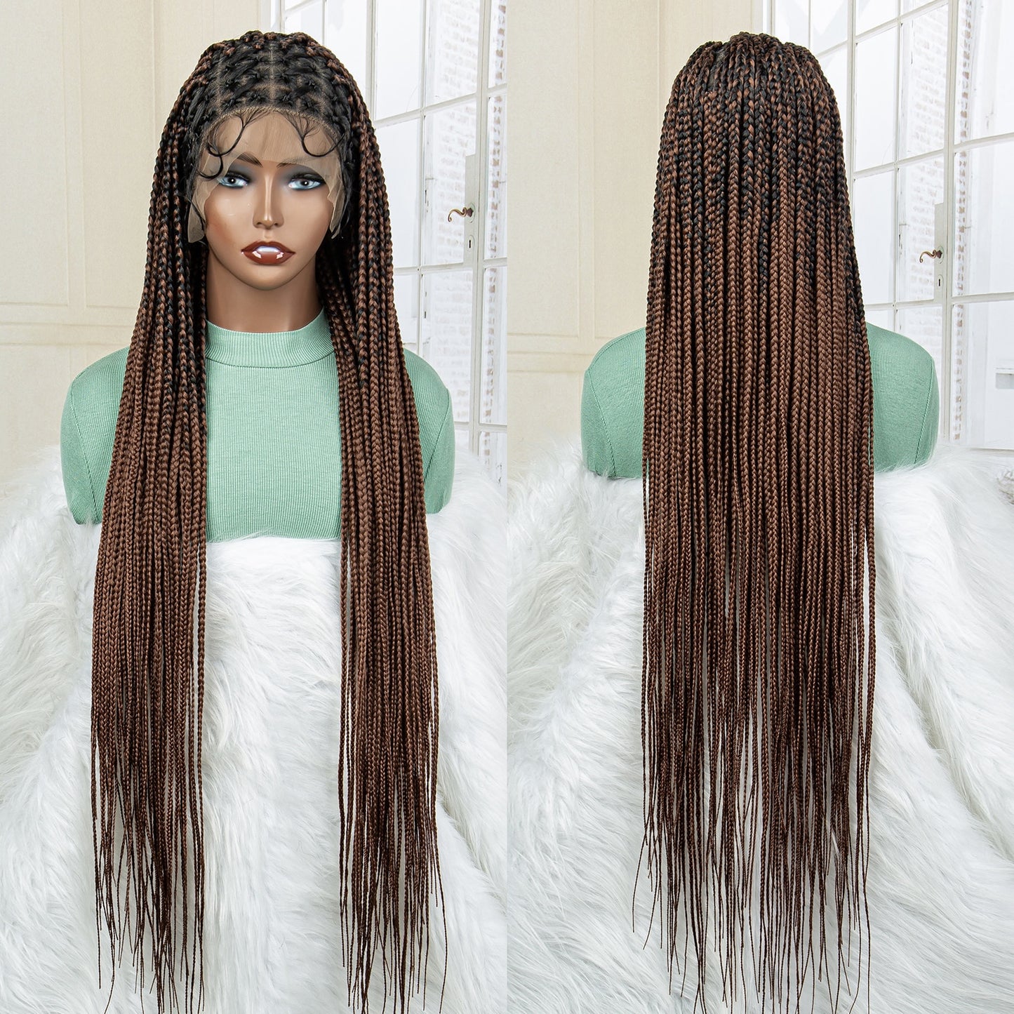 Knotless Cornrow Lace Box Braided Full Lace Synthetic Wigs - Supreme Lush Hair