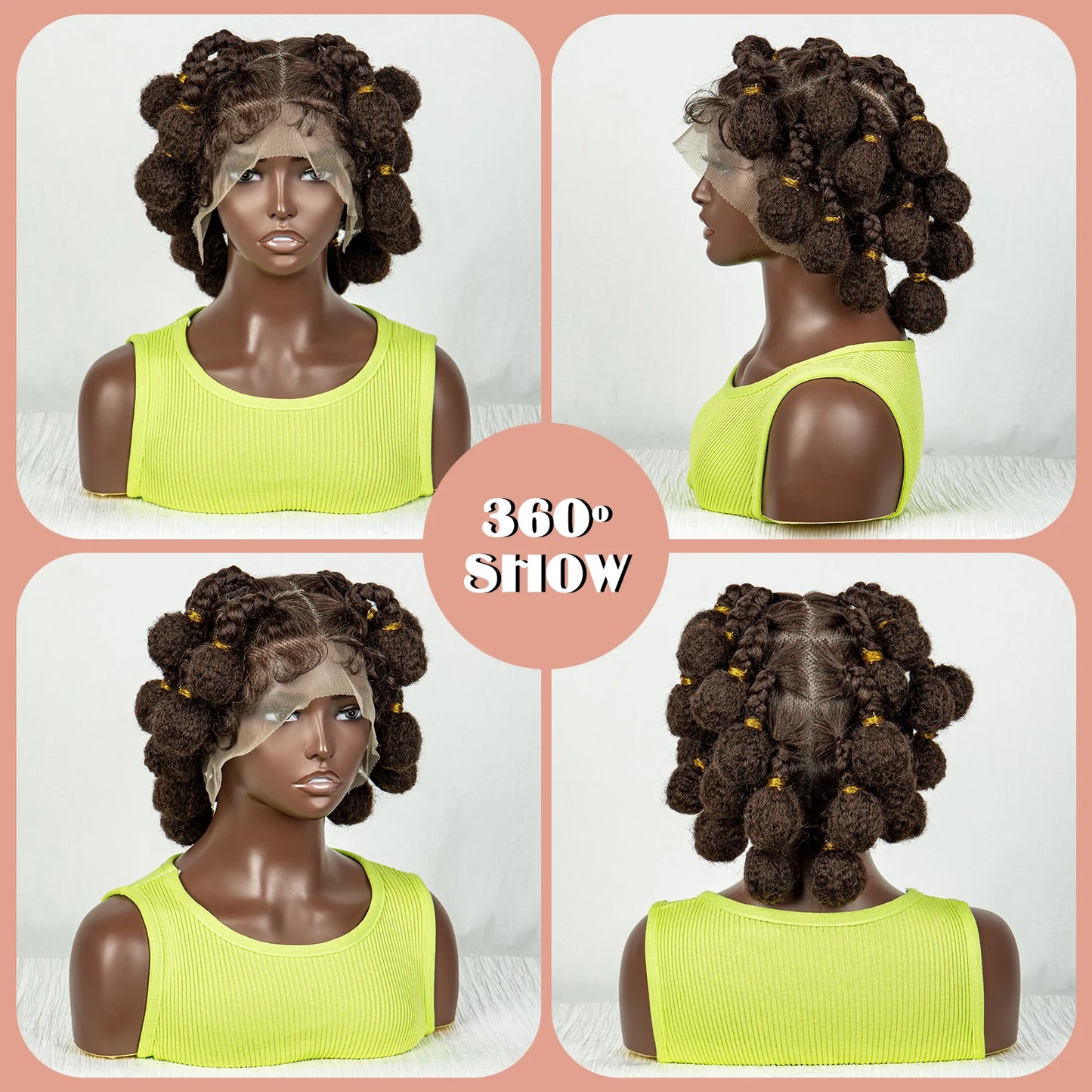 Short Bantu Braided Knotless Box Braided Synthetic Full Lace