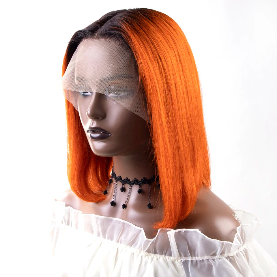 Pink Bob Short Cut Lace Front Human Hair Wigs