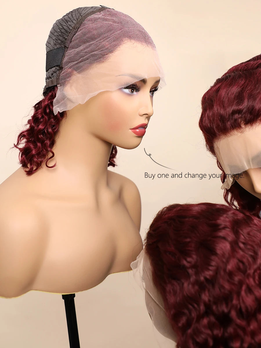 Pre Plucked Short Bob Transparent Water Wave Brazilian Remy Human Hair