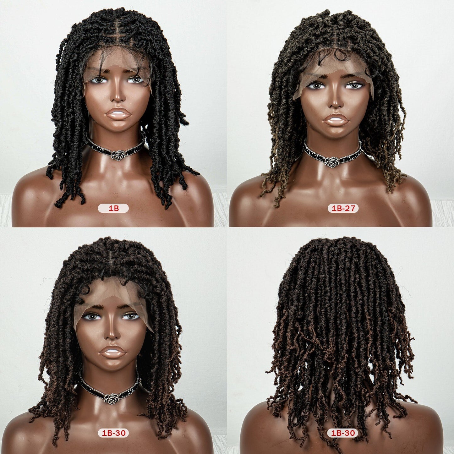 Synthetic Braided Butterfly Locks Bob Short Dreadlock Lace Front Braided Wigs - Supreme Lush Hair