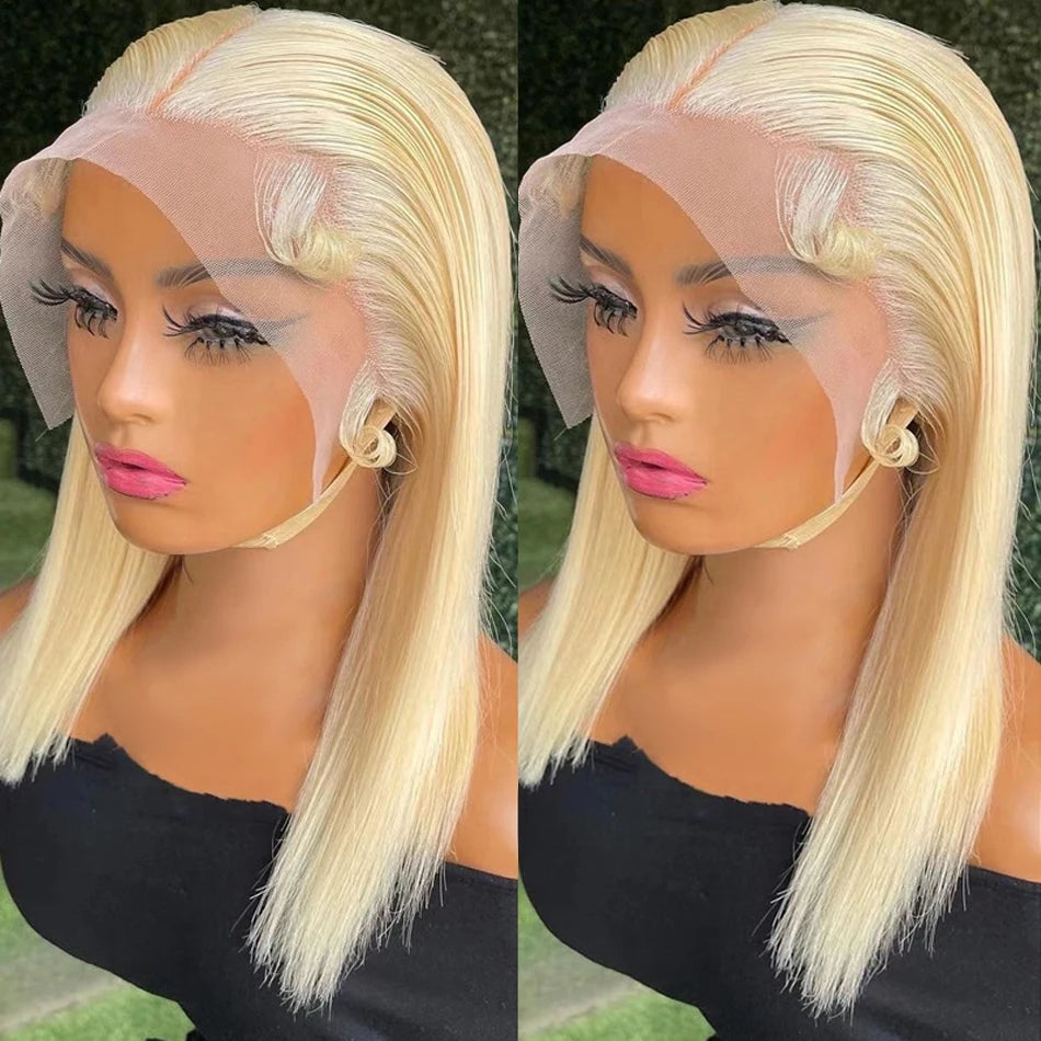 Honey Blonde Remy Brazilian Straight Short Bob Wig