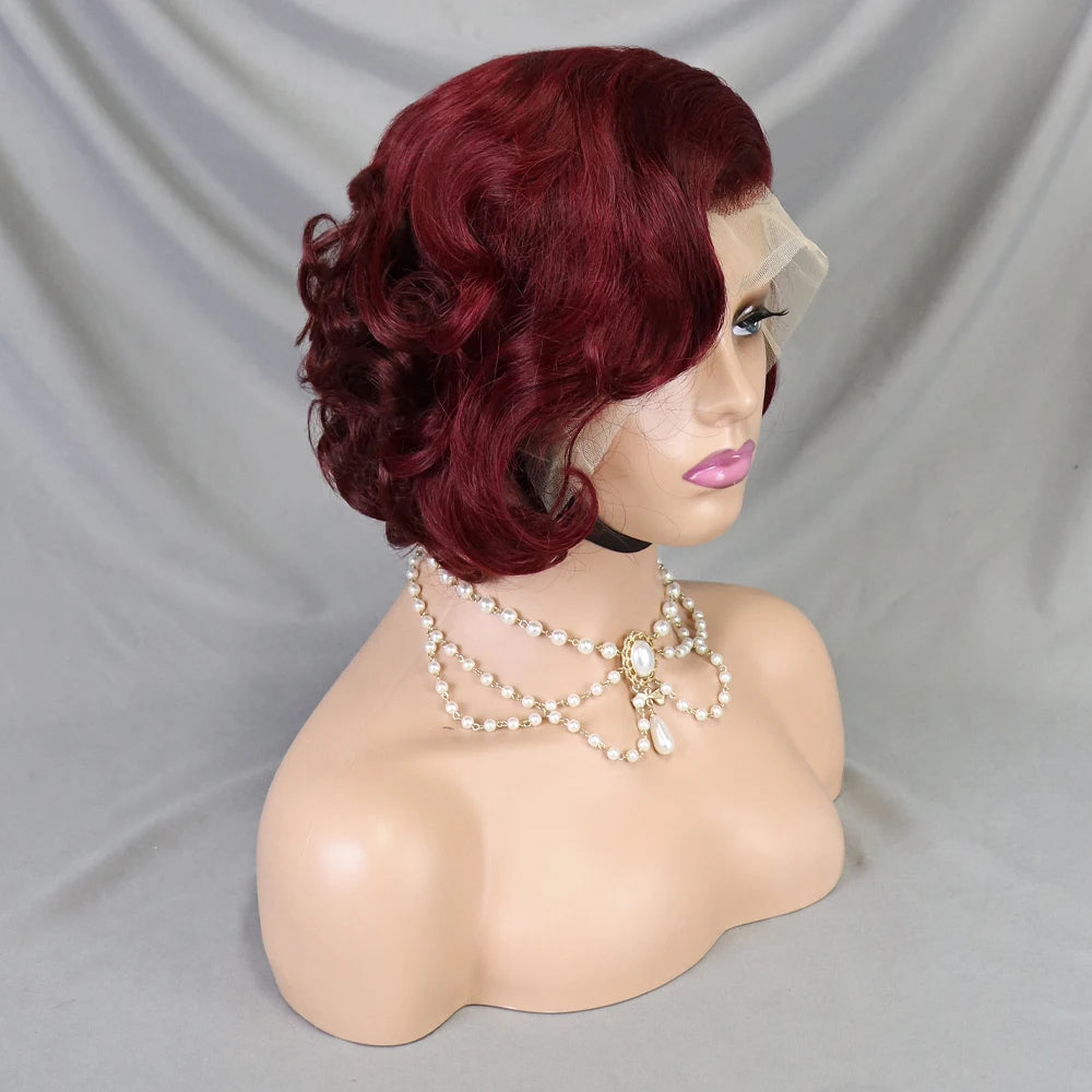 Pixie Cut Wig Short Bob Human Hair Transparent Lace Human Hair