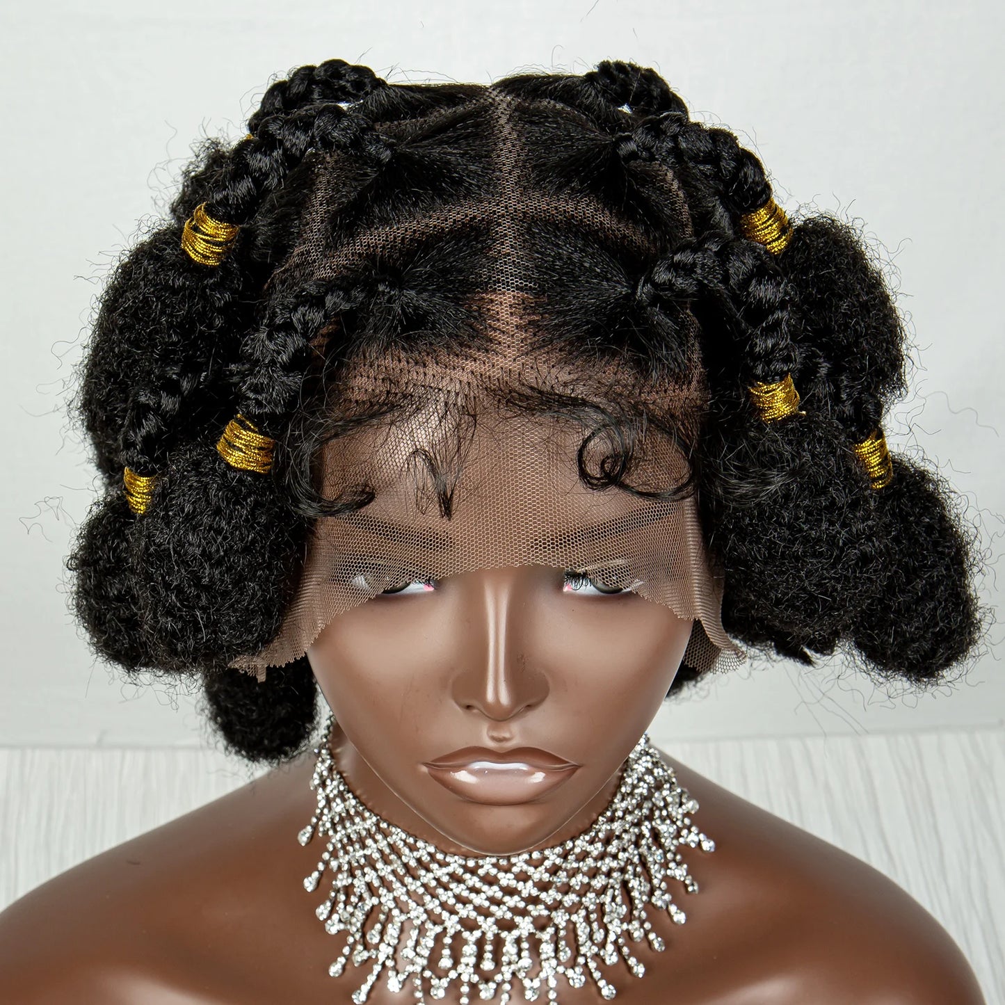 Short Bantu Braided Knotless Box Braided Synthetic Full Lace