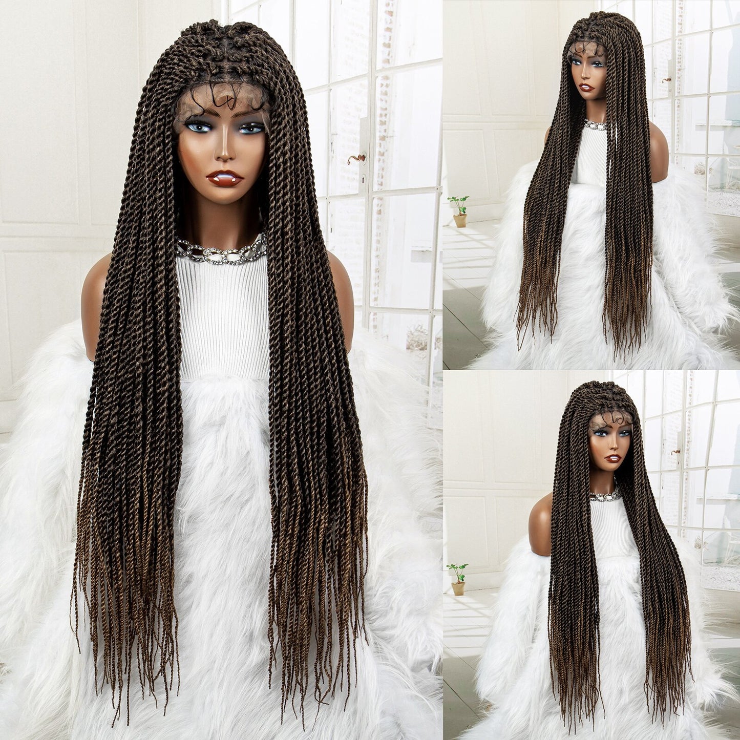 Twist Braided Synthetic Full Lace Frontal Pre Plucked with Baby - Supreme Lush Hair