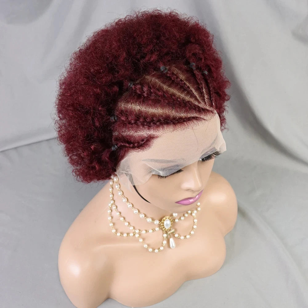 Afro Braided Hair 100% Brazilian Remy Hair 6 Inch Bouncy Curly Wig