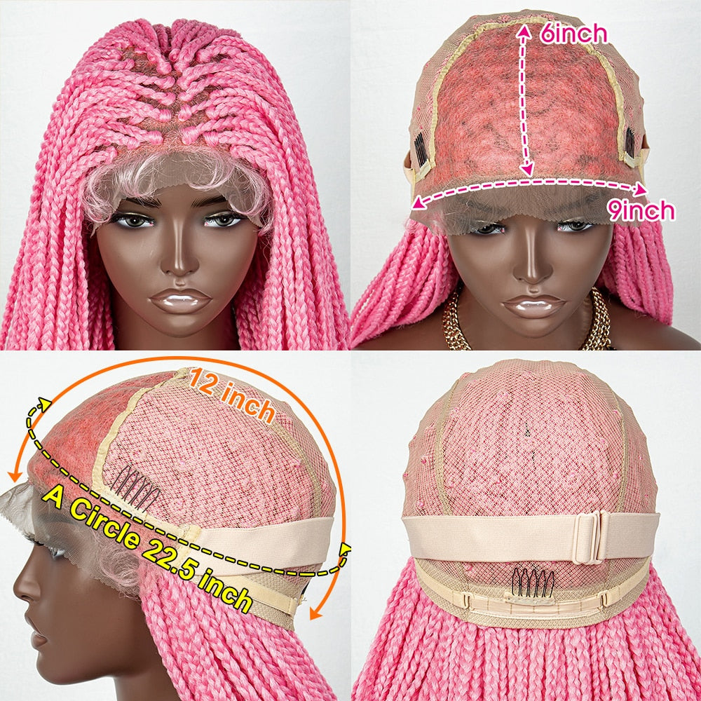 36 Inches Long Braided Wigs Synthetic Lace Front - Supreme Lush Hair