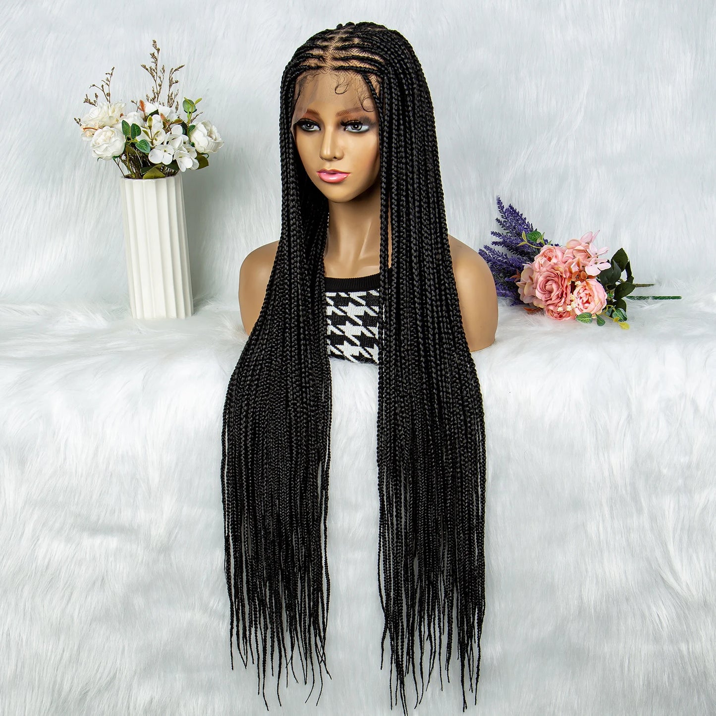 Synthetic Transparent HD Full Lace Braided Wigs Knotless Box Cornrow