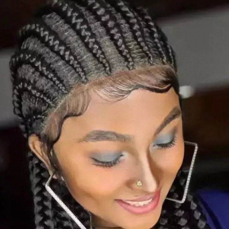 Long Synthetic 11 Braids Full Lace Wig Heat Resistant Synthetic Rough Cornrow Box Braided - Supreme Lush Hair