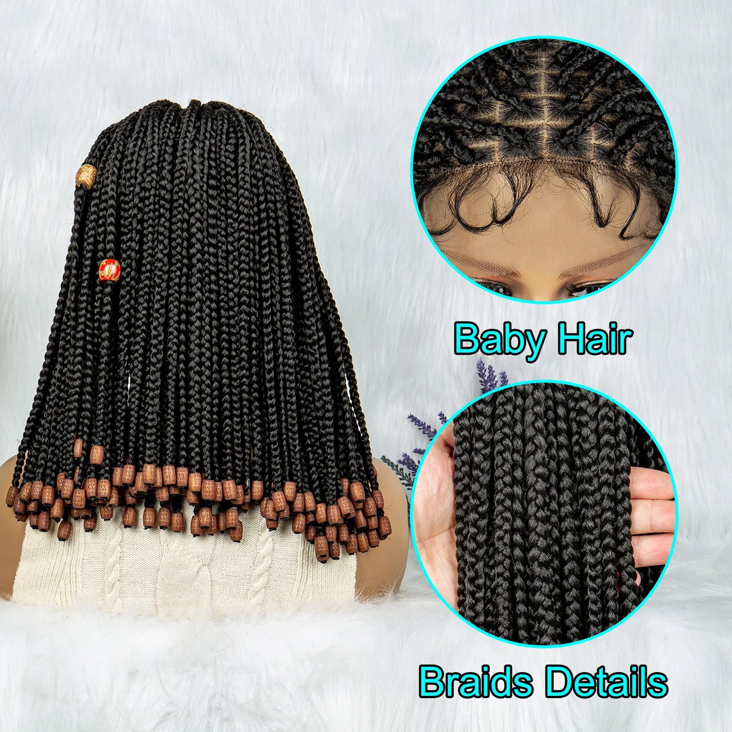 Lace Front Braided Synthetic Braids With Beads 14 inches