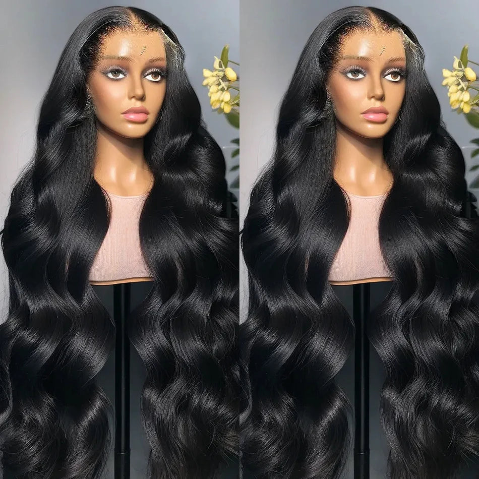 Tewjig 40 Inch Body Wave HD Transparent 13x6 Lace Front Human Hair Wigs Brazilian 250 Density 13x4 Lace Frontal Wig For Women