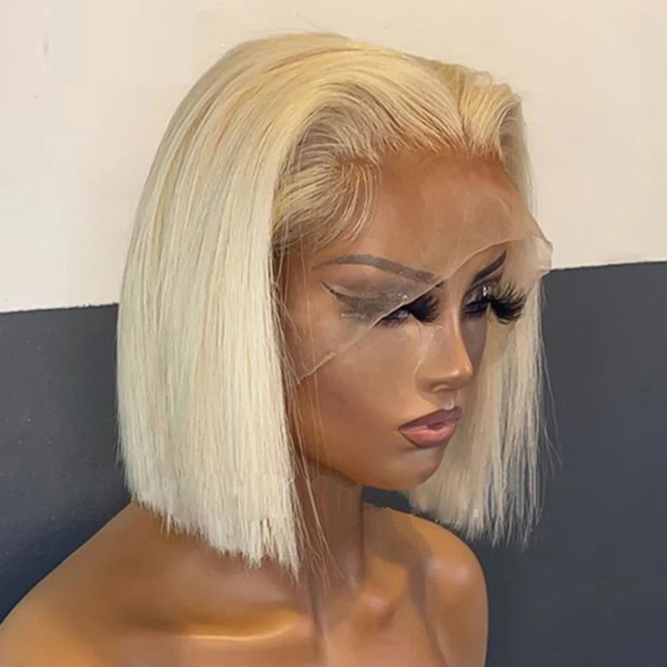 Honey Blonde Remy Brazilian Straight Short Bob Wig